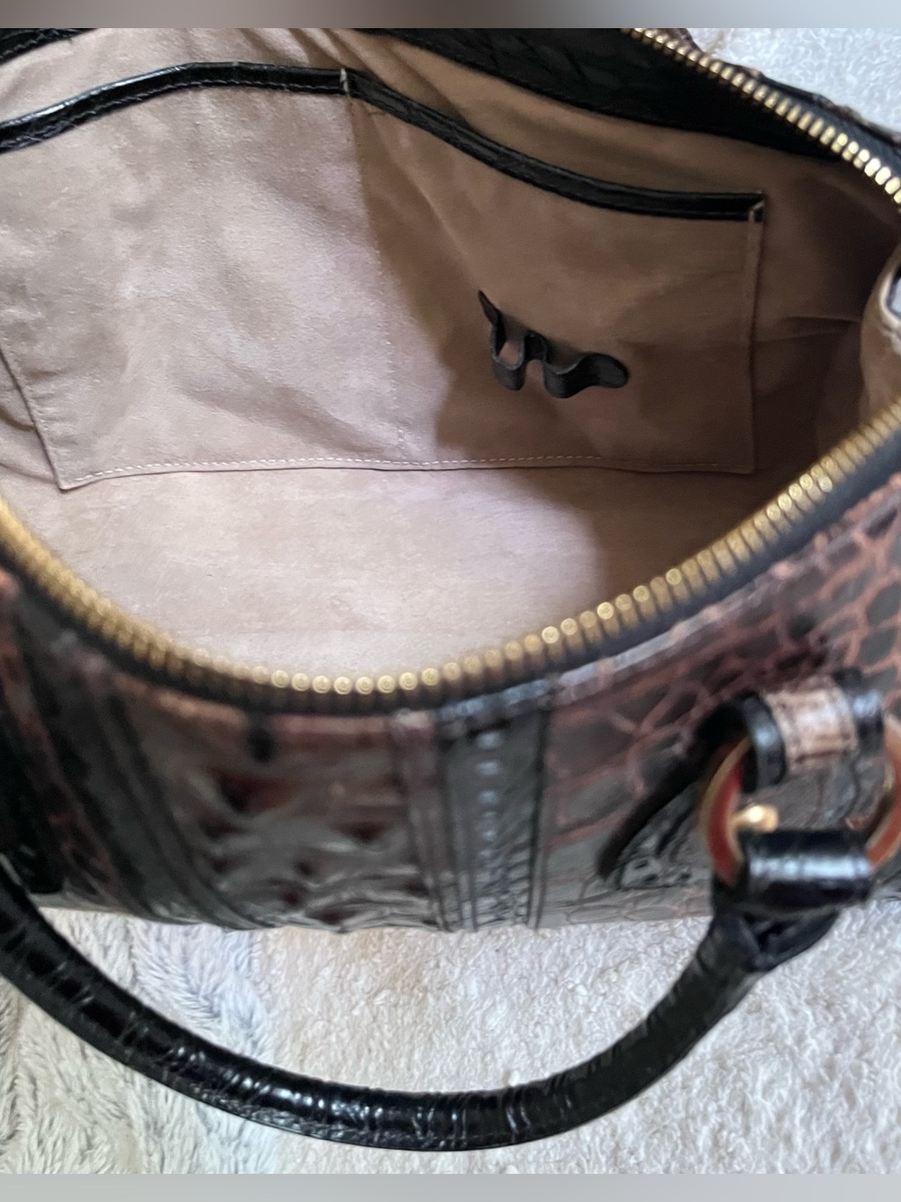 Brahmin Croc-Embossed Leather Satchel with Matching Wallet - Picture 10 of 12
